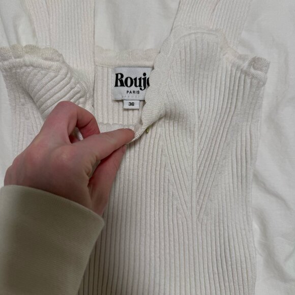 Rouje cropped ribbed tank top with rose IN WHITE size 36 - Picture 3 of 3